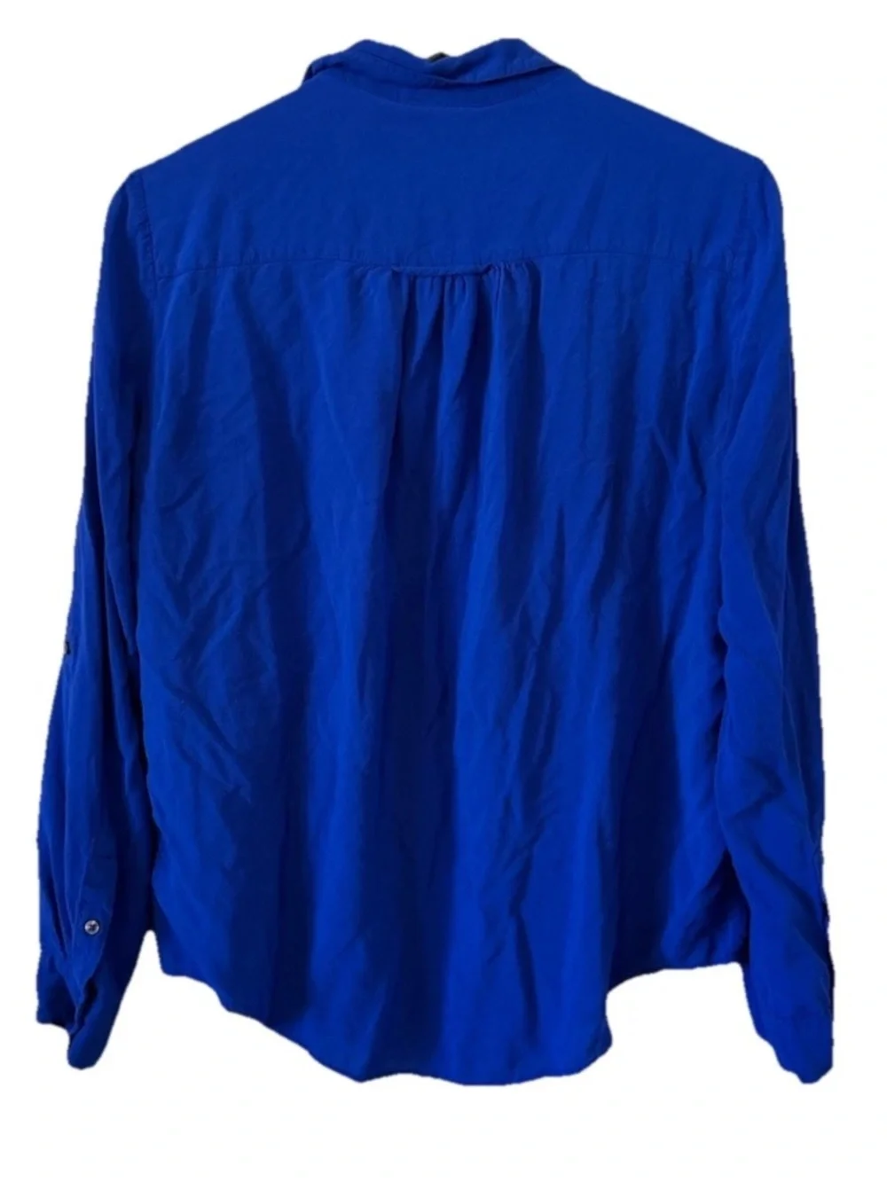 Anthropologie Maeve Royal Blue Button Front Blouse Medium Long Sleeve - Picture 4 of 6